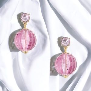 💕Crystal Bauble Statement Earrings - Pink💕